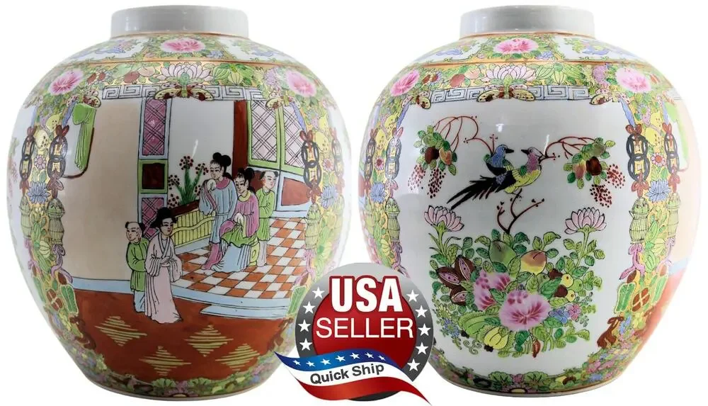 Qianlong Qing Dynasty Marked Chinese Porcelain Ginger Jar • No Chips or Cracks
